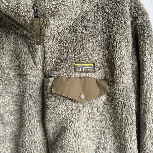 Women's L.L.Bean Hi-Pile Fleece Olive Sherpa Fleece Jacket size 3X - Picture 4 of 7